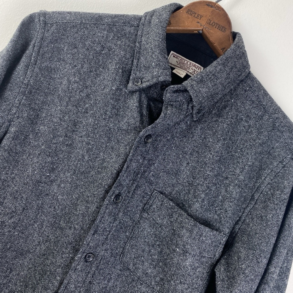 Wallace & Barnes Wool Blend Shirt Men XS Gray Button Front J.Crew Workwear
